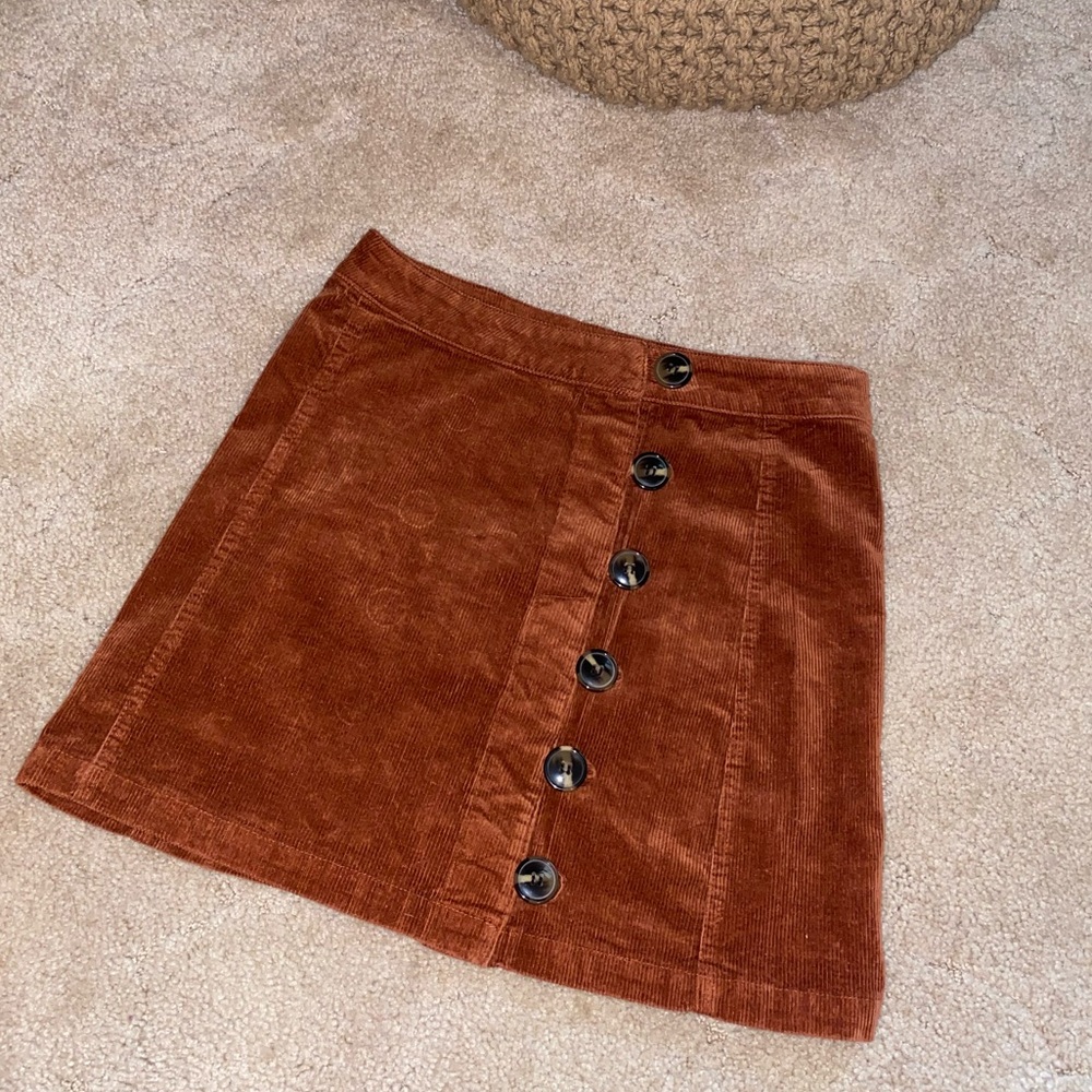 Poppies small vintage 70s corduroy skirt with buttons NWT ORANGE FALL